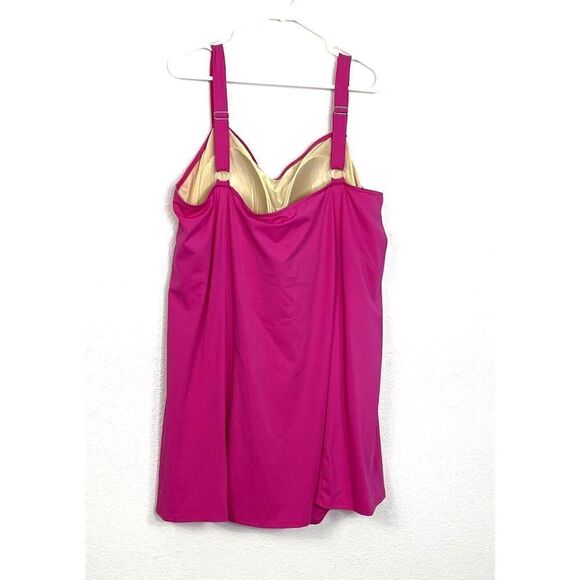 Swim 365 Plus Size 28 Swim Dress Pink One Piece Swimsuit With Dress Overlay - Picture 5 of 9